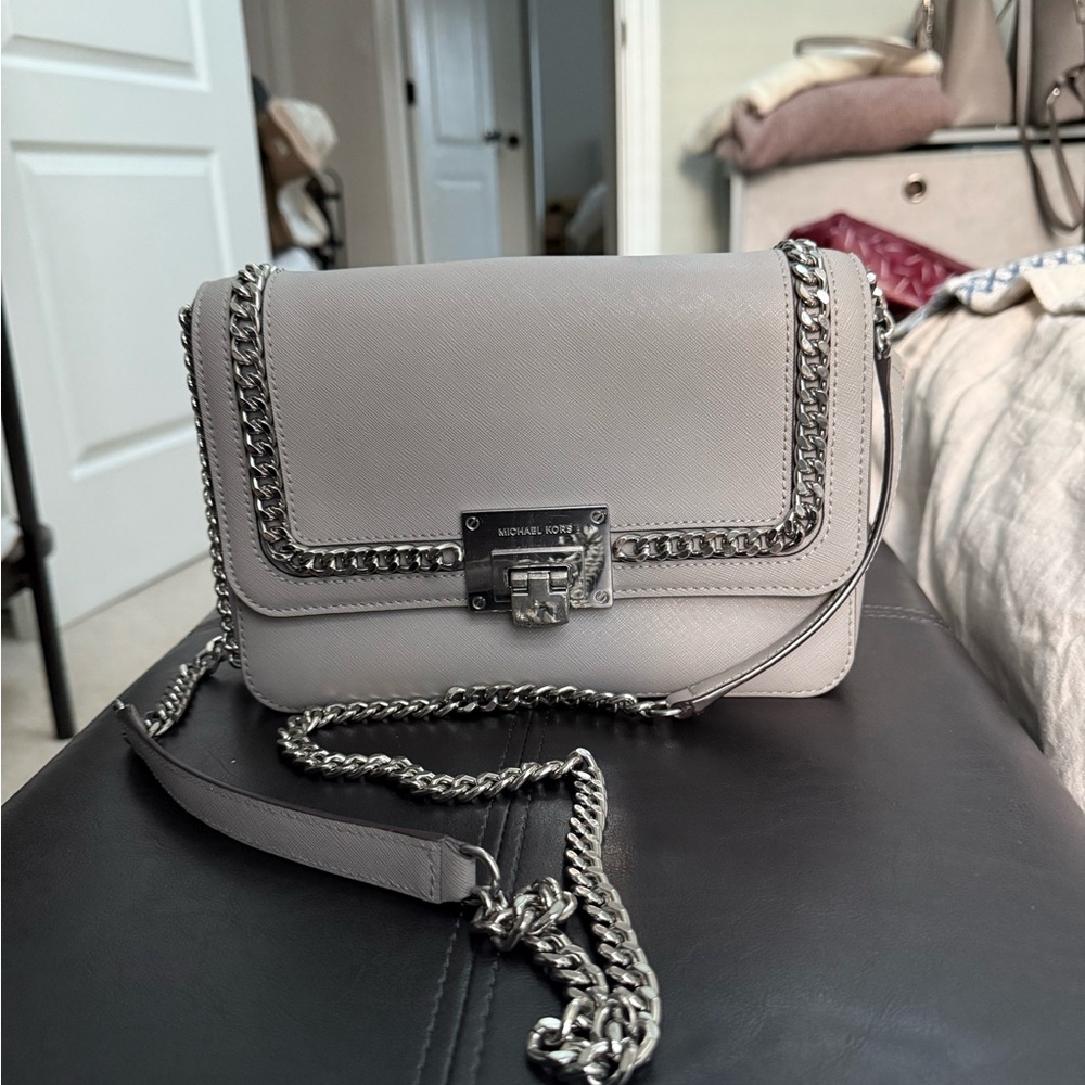 Michael Kors Light Gray Crossbody Bag with Chain